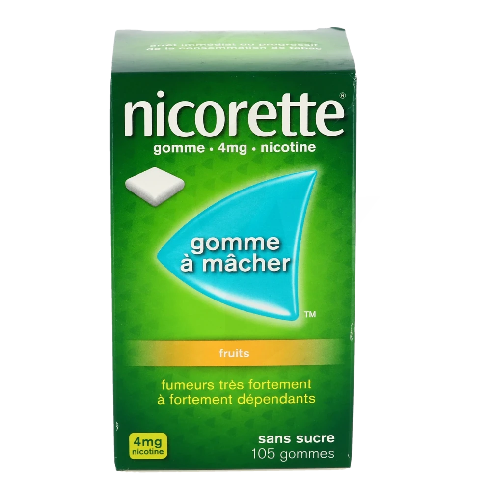 Nicorette 4 mg Fruits -sans sucre- 105 Gommes