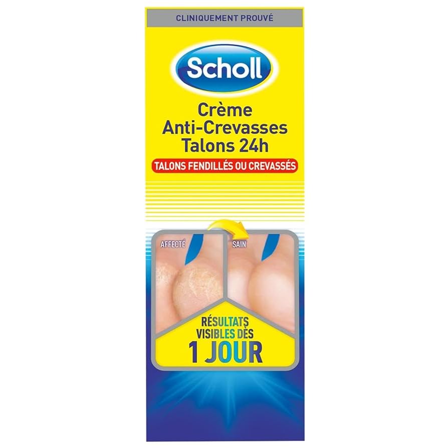 Scholl Crème Anti-Crevasses Talons 24 H – Talons Fendillés ou Crevassés – 60 ml