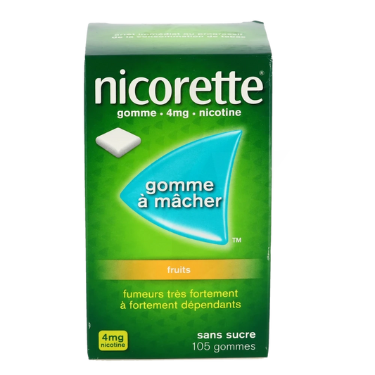 Nicorette 4 mg Fruits -sans sucre- 105 Gommes