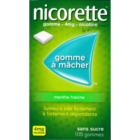 Nicorette 4 mg menthe fraiche - 105 Gommes