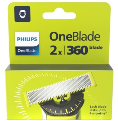 Pack 2 Lames PHILIPS OneBlade 360 Recharges Rasoir