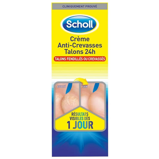 Scholl Crème Anti-Crevasses Talons 24 H – Talons Fendillés ou Crevassés – 60 ml